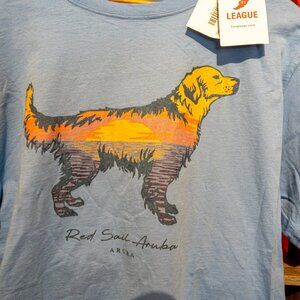 NWT Golden Retriever T-Shirt, Mens Size Large - Sunset, Red Sail Aruba